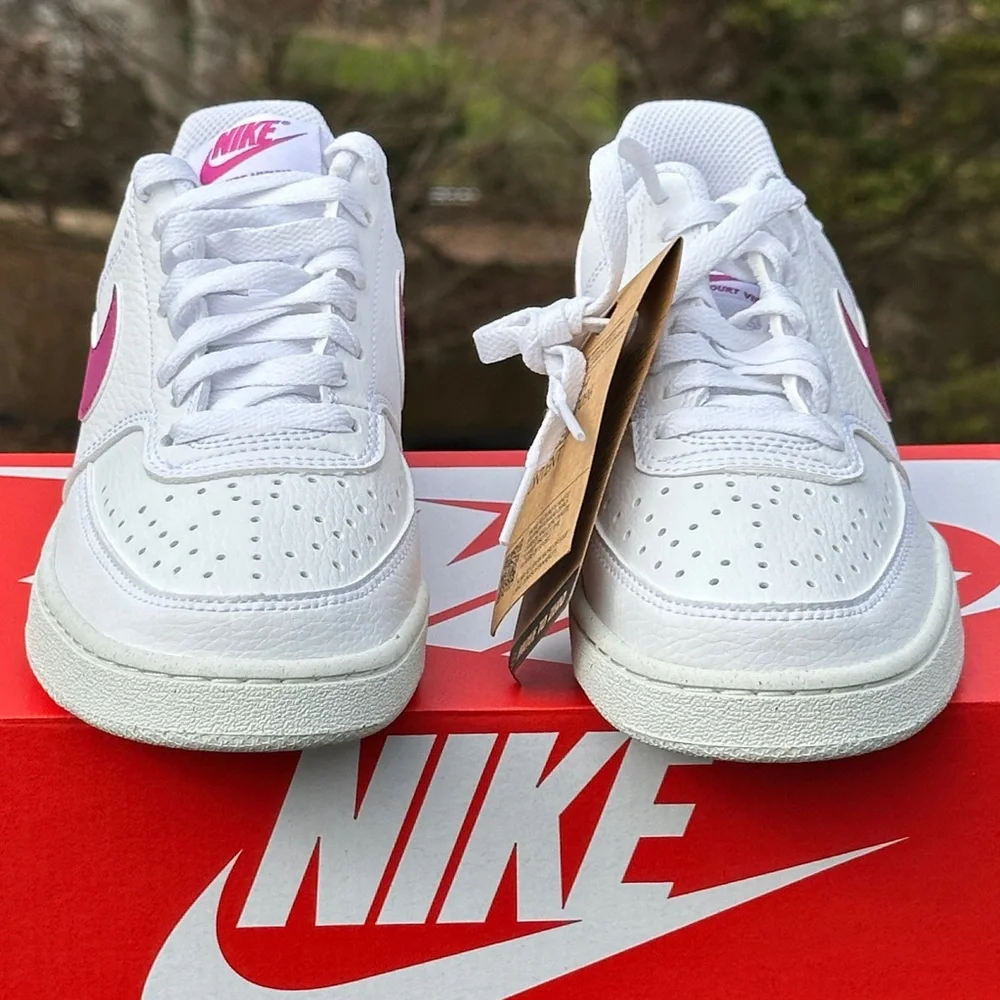 Nike Court Vision Low Womens 7 Youth 5.5Y White Sustainable Casual Sneaker NEW